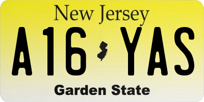 NJ license plate A16YAS