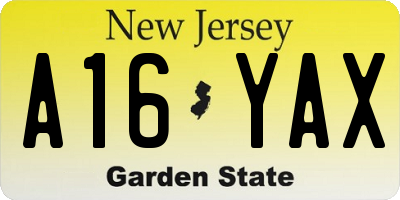 NJ license plate A16YAX