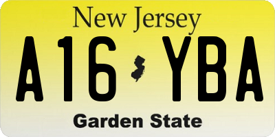 NJ license plate A16YBA
