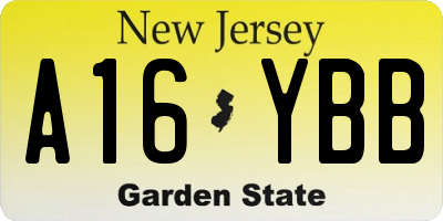 NJ license plate A16YBB