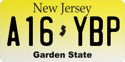 NJ license plate A16YBP