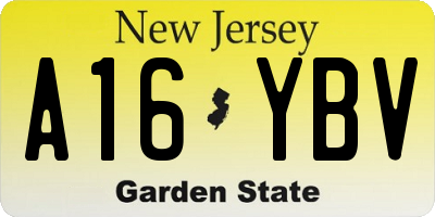 NJ license plate A16YBV