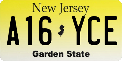 NJ license plate A16YCE