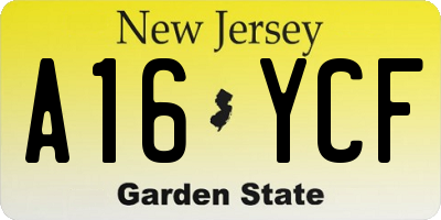 NJ license plate A16YCF