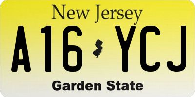 NJ license plate A16YCJ