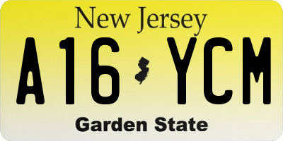 NJ license plate A16YCM