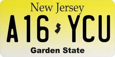 NJ license plate A16YCU