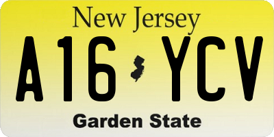 NJ license plate A16YCV