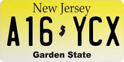NJ license plate A16YCX