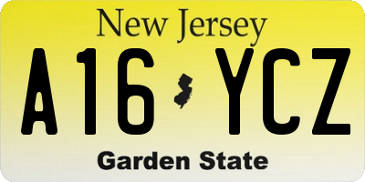 NJ license plate A16YCZ