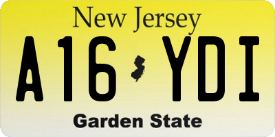 NJ license plate A16YDI