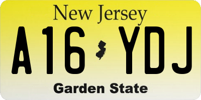 NJ license plate A16YDJ