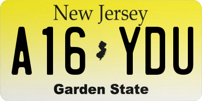 NJ license plate A16YDU