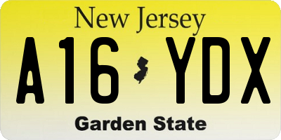 NJ license plate A16YDX