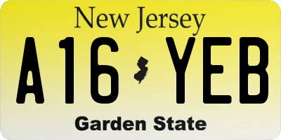 NJ license plate A16YEB