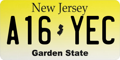 NJ license plate A16YEC