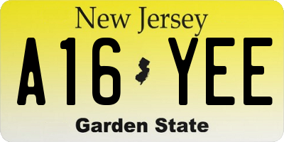 NJ license plate A16YEE