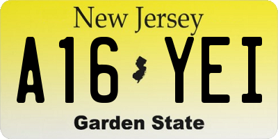 NJ license plate A16YEI