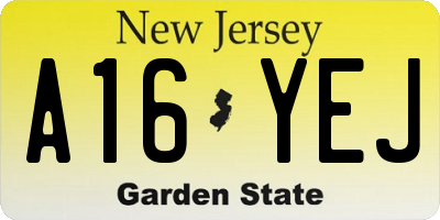 NJ license plate A16YEJ