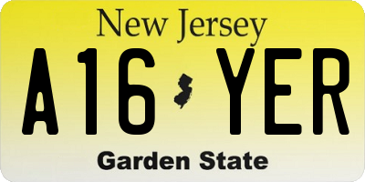 NJ license plate A16YER