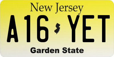 NJ license plate A16YET