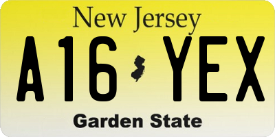 NJ license plate A16YEX
