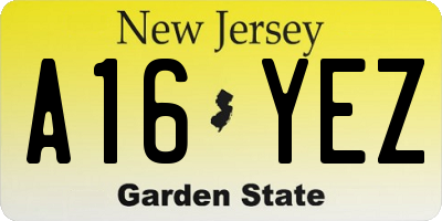 NJ license plate A16YEZ