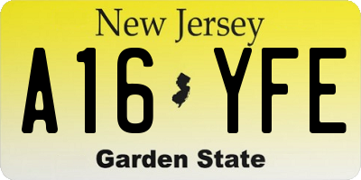 NJ license plate A16YFE