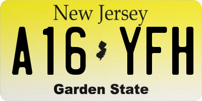 NJ license plate A16YFH