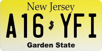 NJ license plate A16YFI