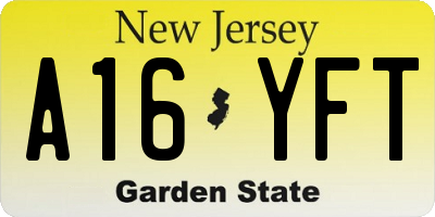 NJ license plate A16YFT