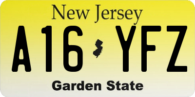 NJ license plate A16YFZ