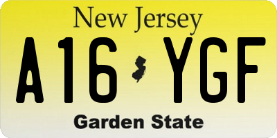 NJ license plate A16YGF