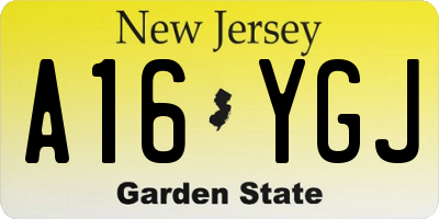 NJ license plate A16YGJ
