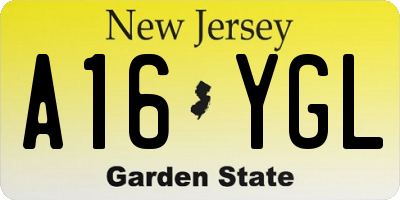 NJ license plate A16YGL