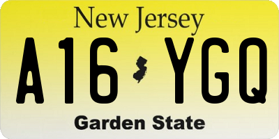 NJ license plate A16YGQ