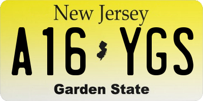 NJ license plate A16YGS