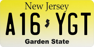NJ license plate A16YGT