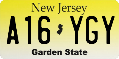 NJ license plate A16YGY