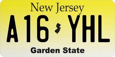 NJ license plate A16YHL