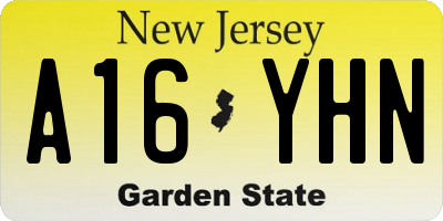 NJ license plate A16YHN