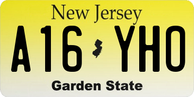NJ license plate A16YHO