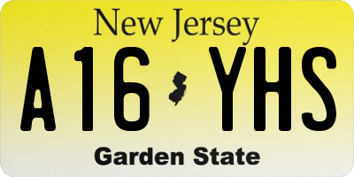 NJ license plate A16YHS