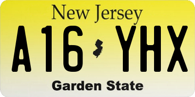 NJ license plate A16YHX