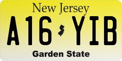 NJ license plate A16YIB