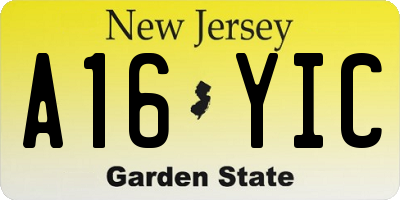 NJ license plate A16YIC