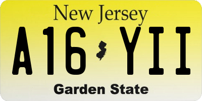 NJ license plate A16YII