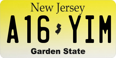 NJ license plate A16YIM
