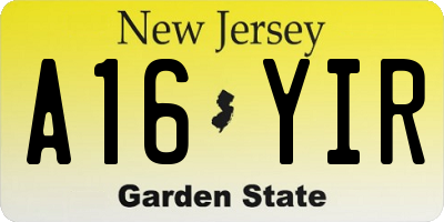 NJ license plate A16YIR