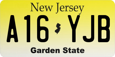 NJ license plate A16YJB